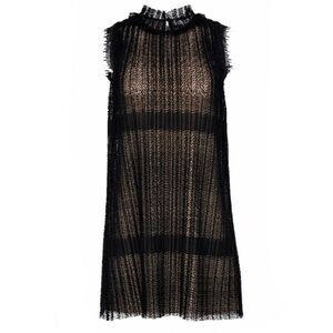 Alexis Black Lace Pleated Shift Dress Small